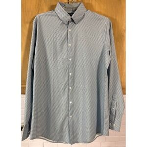Mizzen+Main Button Down Shirt Mens L Blue Leeward Trim Tall Micro Dot